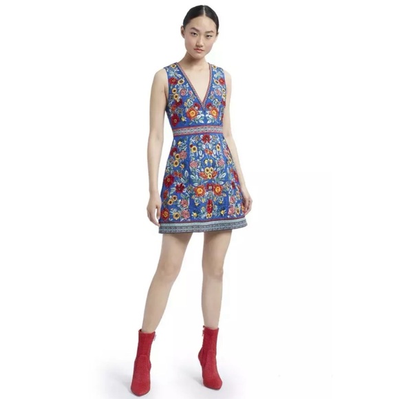 🎀SOLD🎀Alice + Olivia Patty Riviera Floral Embroidered A Line Dress - Picture 3 of 9